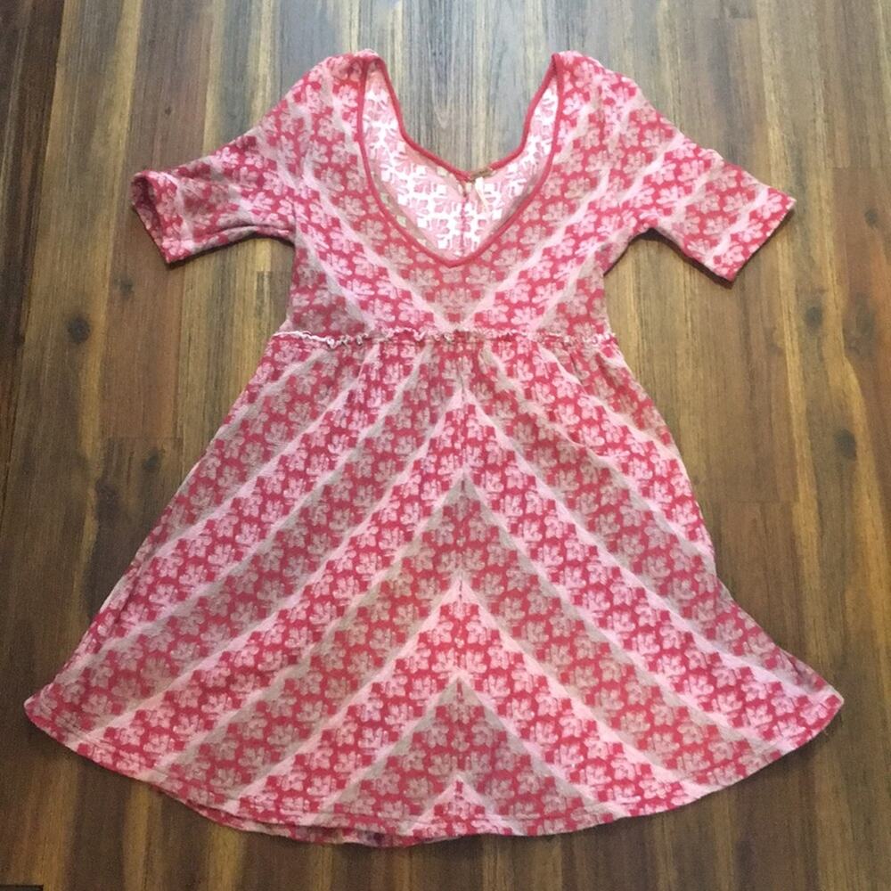 Vintage Free People Red Chevron Skater Dress